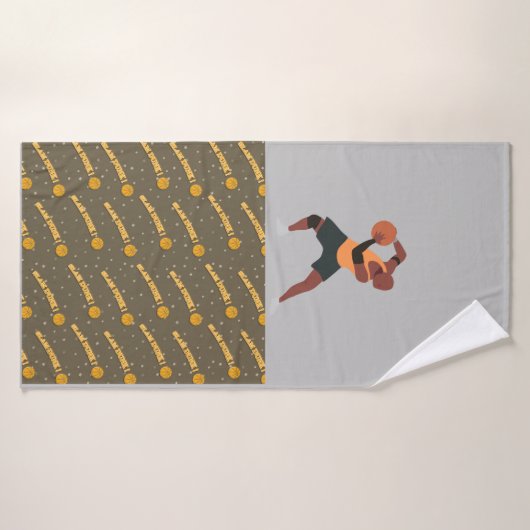 Basketbalspeler speelt op het onzin-patroon badhanddoek (Badhanddoek)