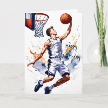 Basketbalspeler Splash Waterverf Happy Birthday