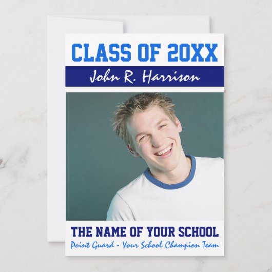 Basketbalspeler Sport Afstudeertrui Nummer Kaart (Achterkant)