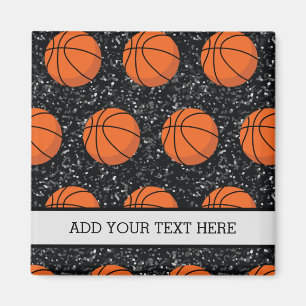 Basketbalspeler Sport Bal Elegant Zwart Glitter Magneet