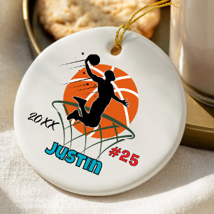 Basketbalspeler Sport Boy Athlete Aanpasbaar Keramisch Ornament