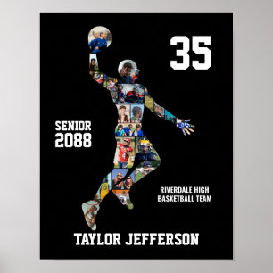 Basketbalspeler Sport Foto Collage Senior Poster