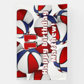 Basketbalspeler Sportfeest rood wit blauw Spandoek (Verticaal)