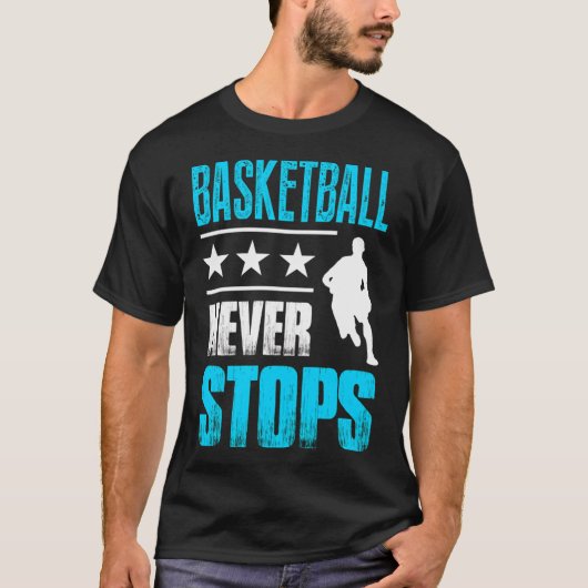 Basketbalspeler stopt nooit t-shirt (Voorkant)