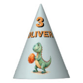 Basketbalspeler T-rex Feesthoedjes (Voorkant)