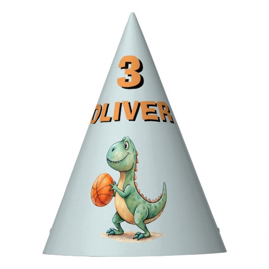 Basketbalspeler T-rex Feesthoedjes (Voorkant)