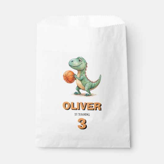 Basketbalspeler T-rex Verjaardag Bedankzakje (Voorkant)