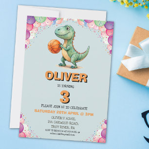 Basketbalspeler T-rex Verjaardag Kaart