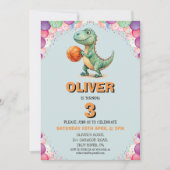 Basketbalspeler T-rex Verjaardag Kaart (Voorkant)