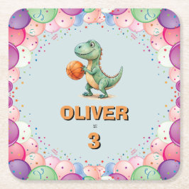 Basketbalspeler T-rex Verjaardag Kartonnen Onderzetters