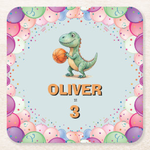 Basketbalspeler T-rex Verjaardag Kartonnen Onderzetters