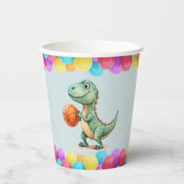 Basketbalspeler T-rex Verjaardag Papieren Bekers