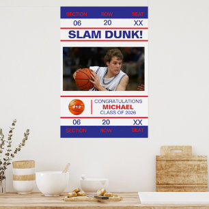 Basketbalspeler Toegangskaart Afgestudeerd Poster