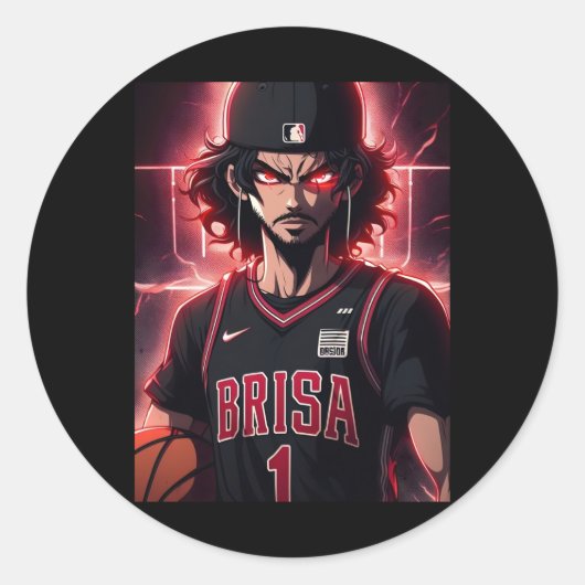 Basketbalspeler Top Ronde Sticker (Voorkant)