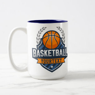 Basketbalspeler VOEG NAAM TOE Varsity School Team Tweekleurige Koffiemok