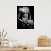 Basketbalspeler W7 in zwart-wit Poster (Keuken)