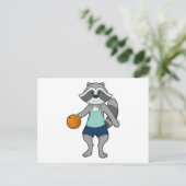 Basketbalspeler Wasbeer Basketbal Briefkaart (Staand voorkant)