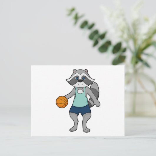 Basketbalspeler Wasbeer Basketbal Briefkaart (Staand voorkant)