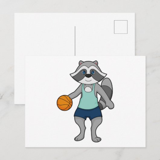 Basketbalspeler Wasbeer Basketbal Briefkaart (Voorkant / Achterkant)
