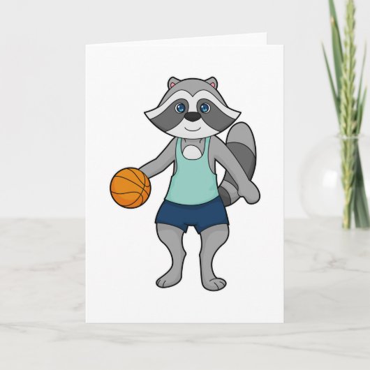 Basketbalspeler Wasbeer Basketbal Kaart (Voorkant)