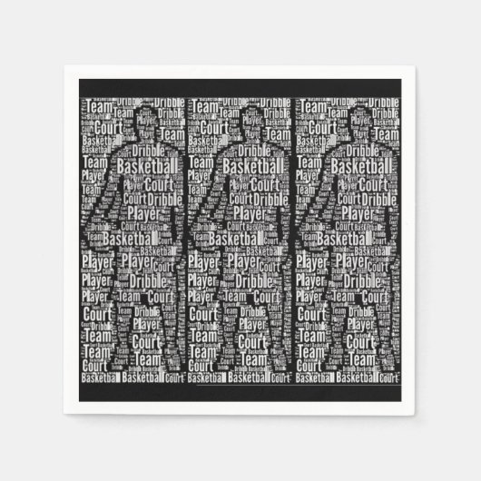 Basketbalspeler Zwart Wit Papier servetten (Voorkant)