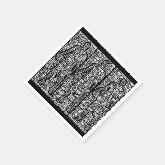 Basketbalspeler Zwart Wit Papier servetten (Hoek)