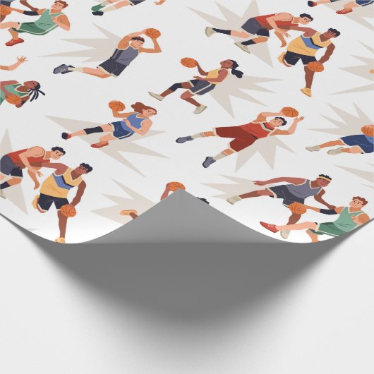 Basketbalspelers Cadeaupapier (Hoek)