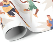 Basketbalspelers Cadeaupapier (Rol Hoek)