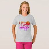 Basketbalspelers, ik hou van basketbal, kleur t-shirt (Voorkant volledig)