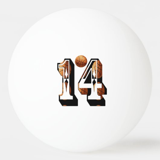 Basketbalspelers Nummer Veertien Afbeelding Logo, Pingpongbal (Voorkant)