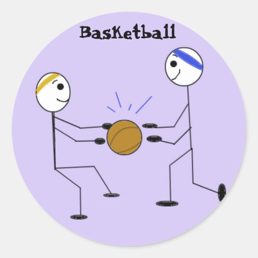 Basketbalspelers Ronde Sticker (Voorkant)
