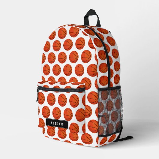 Basketbalsport gepersonaliseerd terug naar school bedrukte rugzak (Achterkant Hoek Rechts)