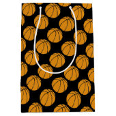 Basketbalsport op zwarte achtergrond medium cadeauzakje (Voorkant)
