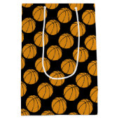 Basketbalsport op zwarte achtergrond medium cadeauzakje (Achterkant)