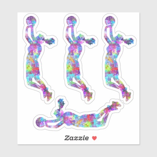 Basketbalster meisje sticker waterverf spatten (Vel)