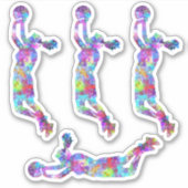 Basketbalster meisje sticker waterverf spatten (Voorkant)