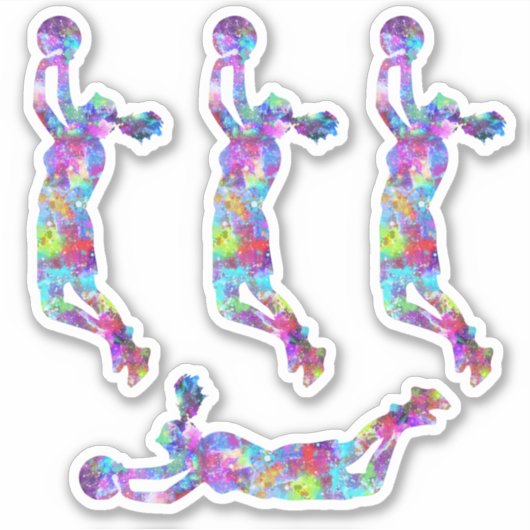Basketbalster meisje sticker waterverf spatten (Voorkant)