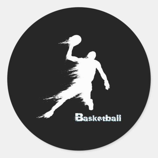 Basketbalster Silhouette in Motion 2 Ronde Sticker (Voorkant)