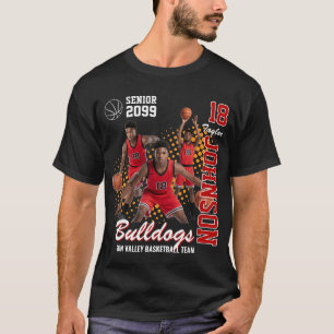 Basketbalteam Aangepaste foto Senior Night Rood T-shirt