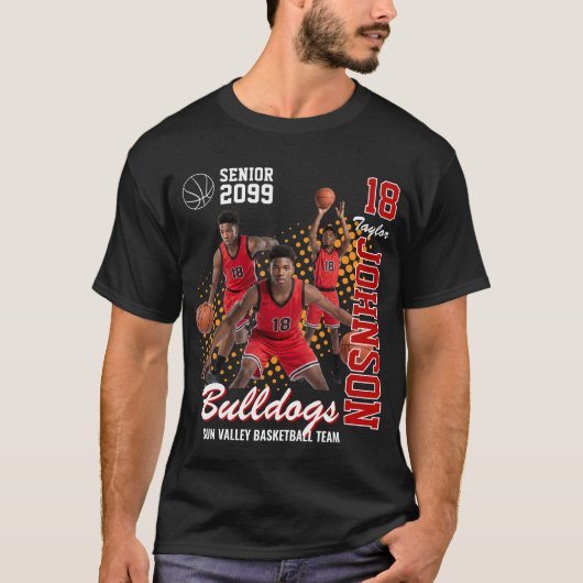 Basketbalteam Aangepaste foto Senior Night Rood T-shirt (Voorkant)