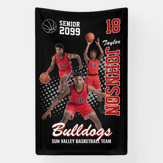 Basketbalteam Aangepaste foto sport seniorenavond Spandoek (Verticaal)