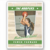 Basketbalteam aanpasbaar groen souvenir  sticker (Voorkant)