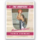Basketbalteam Aanpasbaar Rode Souvenir Sticker (Voorkant)