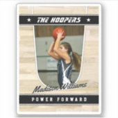 Basketbalteam aanpasbaar zwart souvenir sticker (Voorkant)