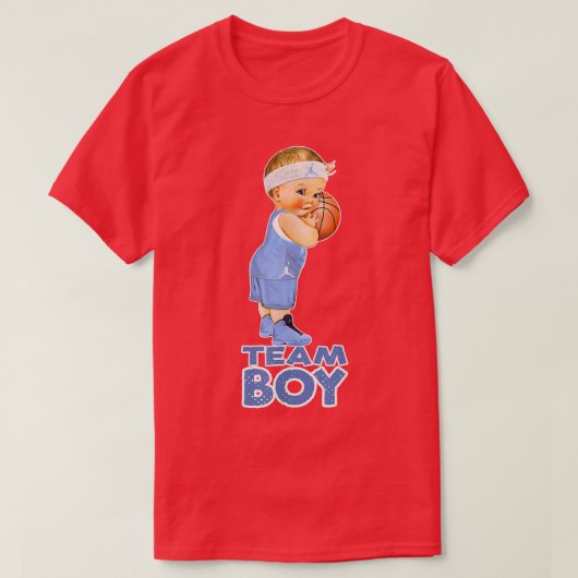 Basketbalteam Boy Baby Gender onthulling T-shirt (Design voorkant)