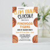 BASKETBALTEAM EINDE SEASON PARTIJ INVITATIE KAART (Staand voorkant)