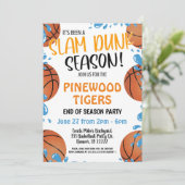 BASKETBALTEAM EINDE SEASON PARTIJ INVITATIE KAART (Staand voorkant)