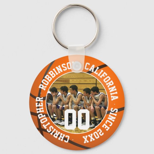 Basketbalteam foto sleutelhanger (Voorkant)