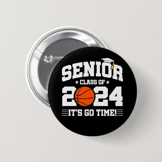 Basketbalteam klasse 2024 Afstuderen Senior 2024 Ronde Button 5,7 Cm (Voorkant /achterkant)