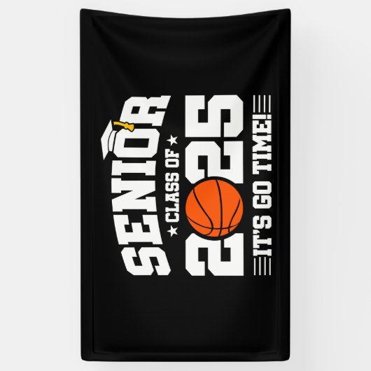 Basketbalteam klasse 2025 Afstuderen Senior 2025 Spandoek (Verticaal)